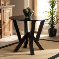 Baxton Studio RH7231T-Dark Brown-35-IN-DT Irene Modern and Contemporary Dark Brown Finished 35-Inch-Wide Round Wood Dining Table